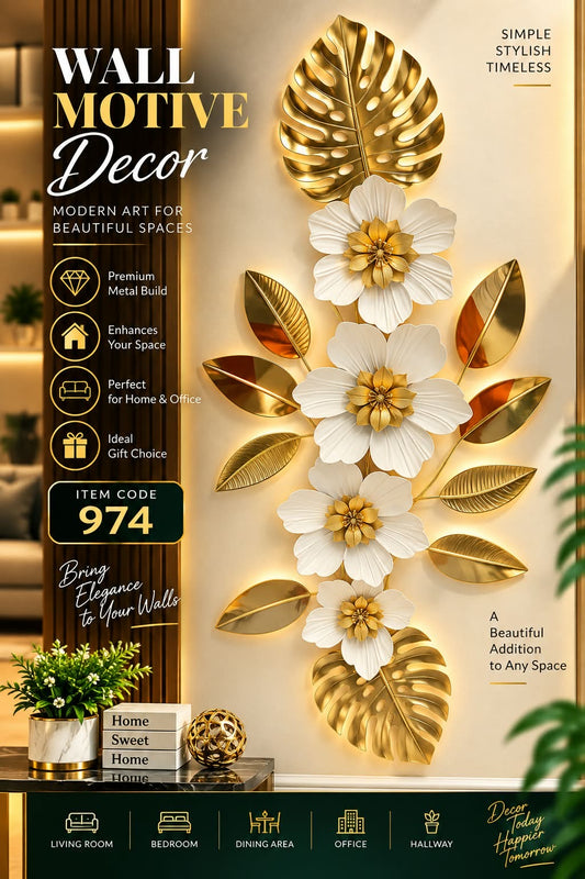 Elitezza Botanical Bloom 3D Metal Wall Art – Elegant Floral Wall Decor