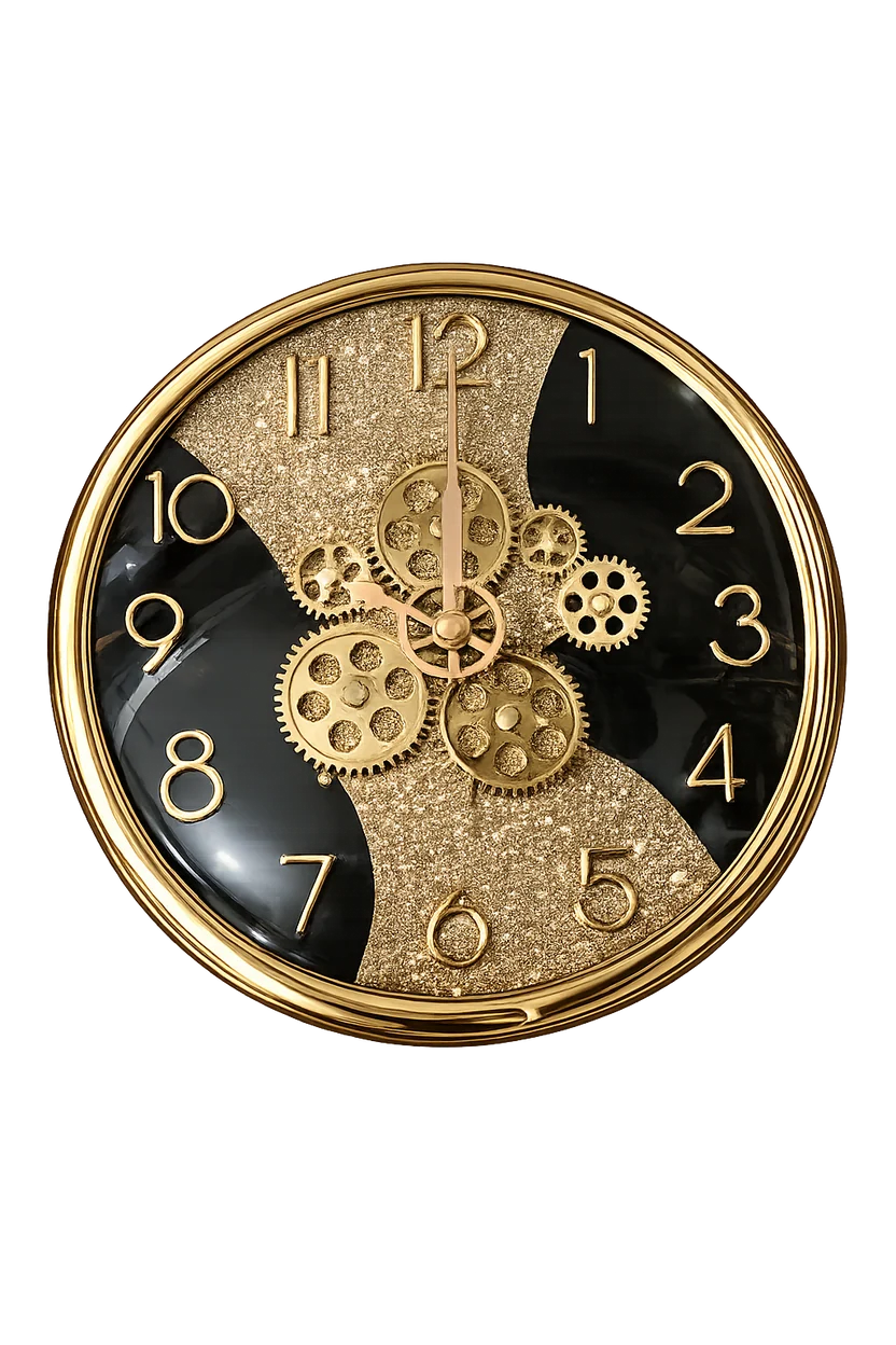 Elitezza Exposed Gear Gold Wall Clock – Silent Quartz