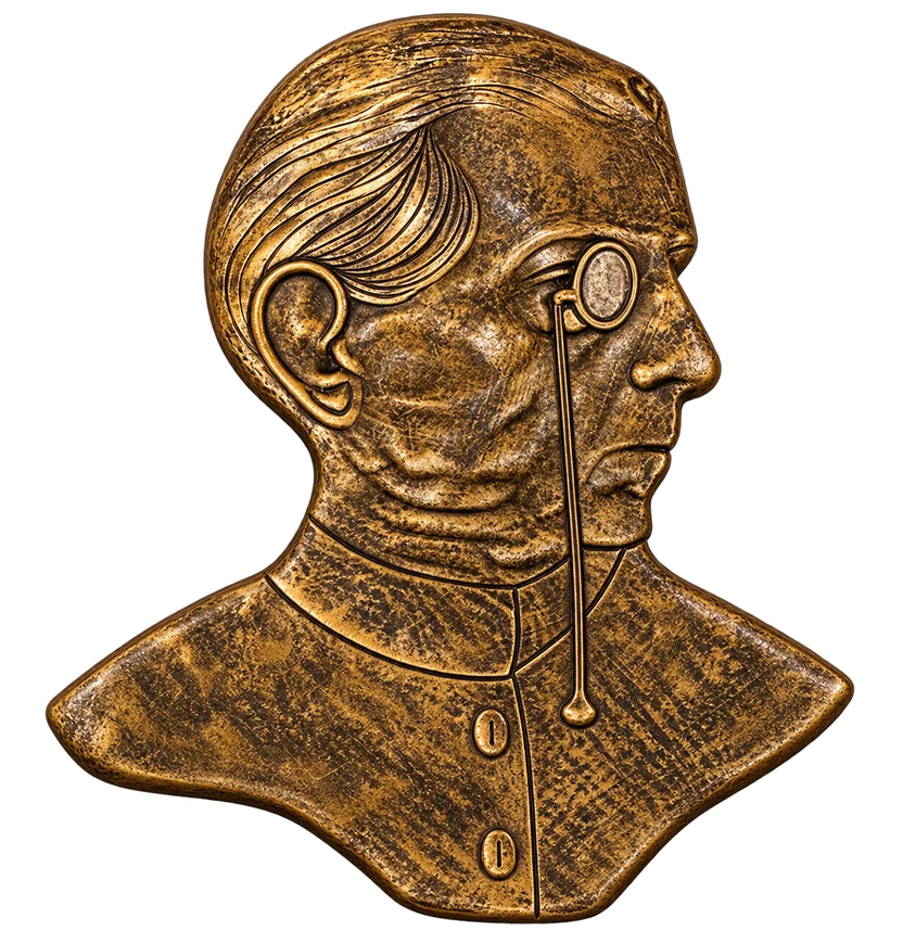 Elitezza Historical Jinnah Profile Wall Art – Textured Gold-Tone Sculptural Decor