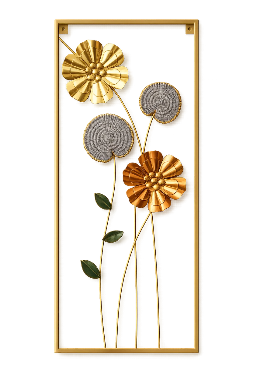 Elitezza Luxury Vertical Metal Flower Wall Sculpture
