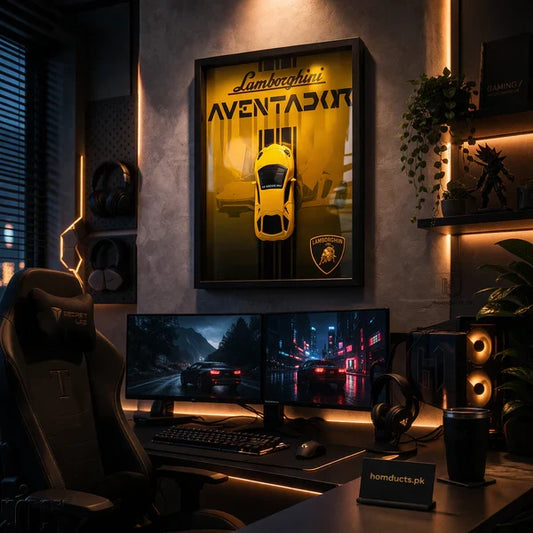 Luxury 3D Car Frame Wall Art With Mini Sports Car - Lamborghini