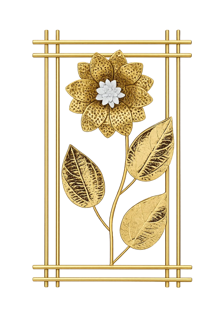 Elitezza Hammered Gold Single Bloom Wall Sculpture