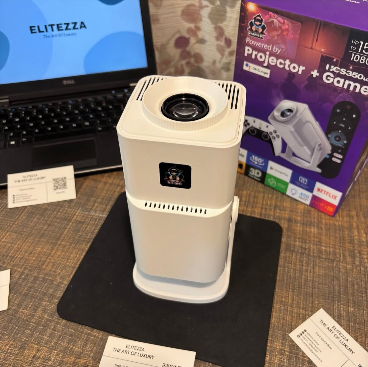 Elitezza Android Gaming Projector With 2 Wireless Controllers - Android 12