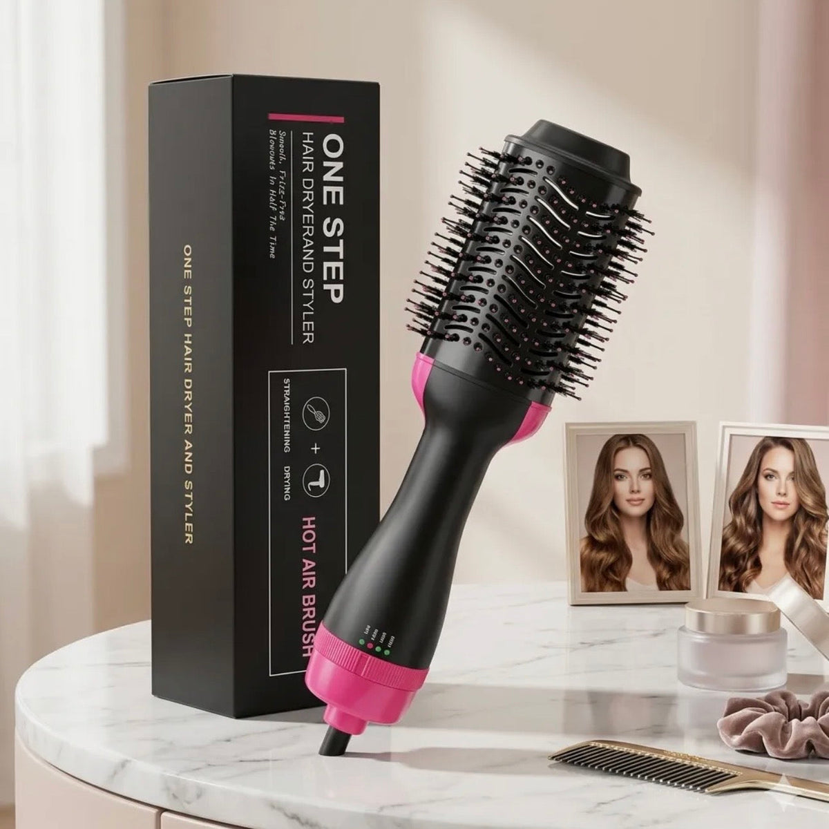 Elitezza 3-in-1 Hair Styler Brush – Hair Dryer - Straightener - Curler & Volumizer