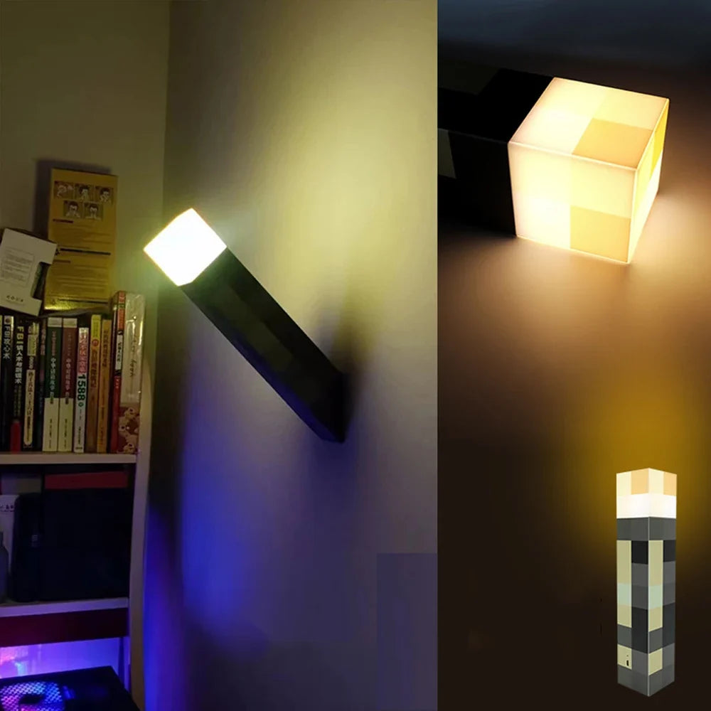 Minecraft Pixelated Torch Night Light - RGB
