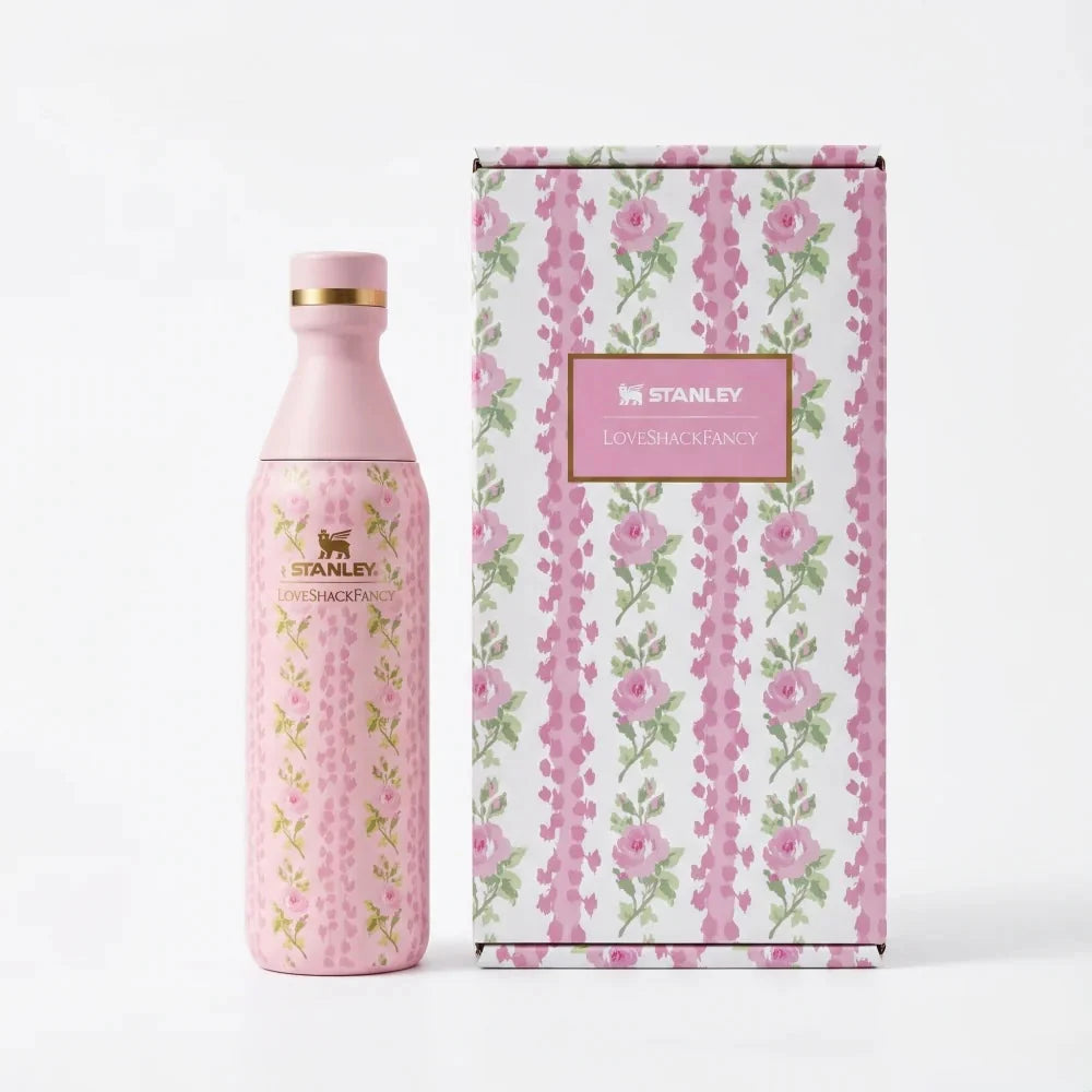 Stanley x Love Shack Fancy All Day Slim Bottle 16oz with Gift Box ( Limited Edition ) - Everblooming Rossetes
