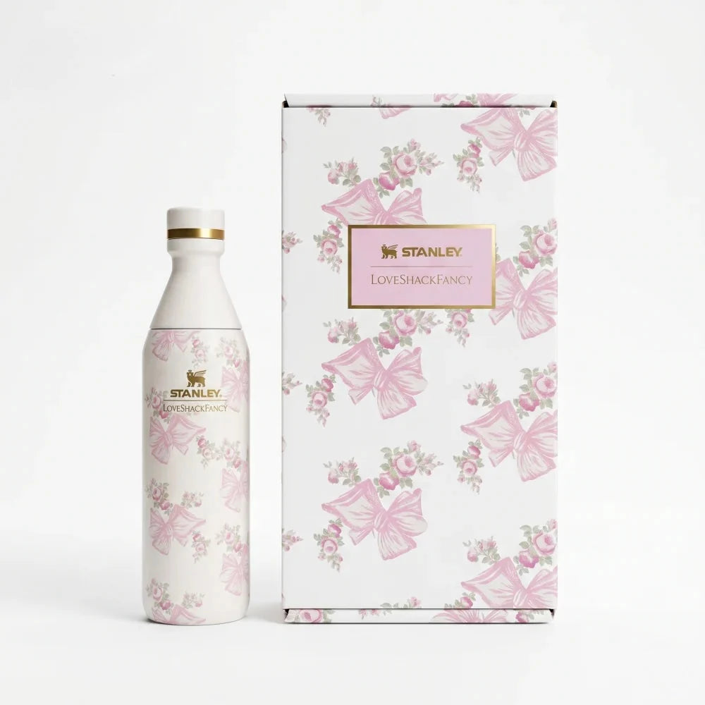Stanley x Love Shack Fancy All Day Slim Bottle 16oz with Gift Box ( Limited Edition ) - Beaux Pink