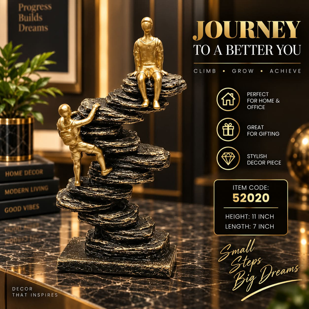 Journey to a Better You – Premium Gold & Black Growth Figurine