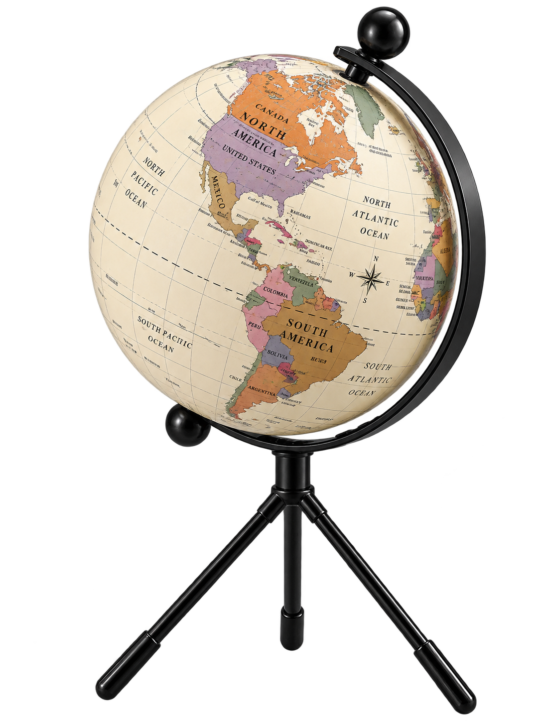 360° Rotating World Globe with Tripod Stand