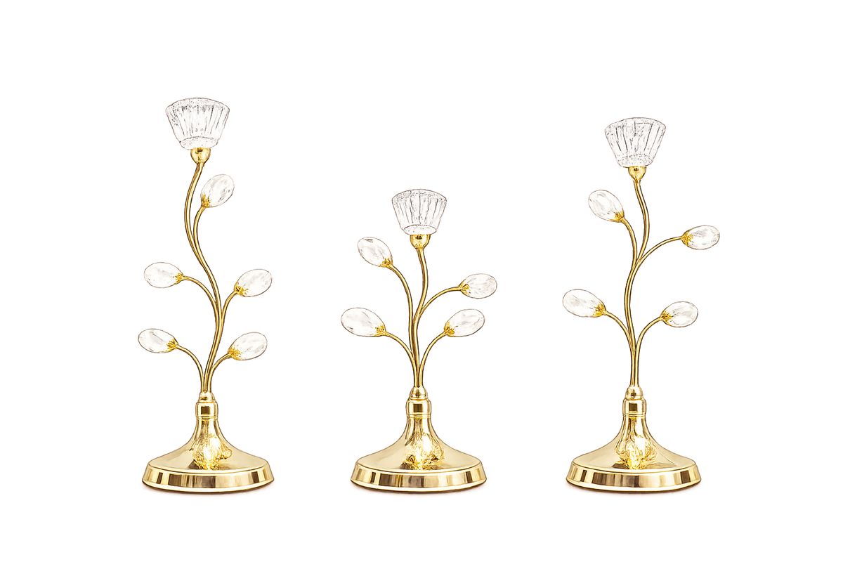 Luxury Gold Crystal Candle Holder Set of 3