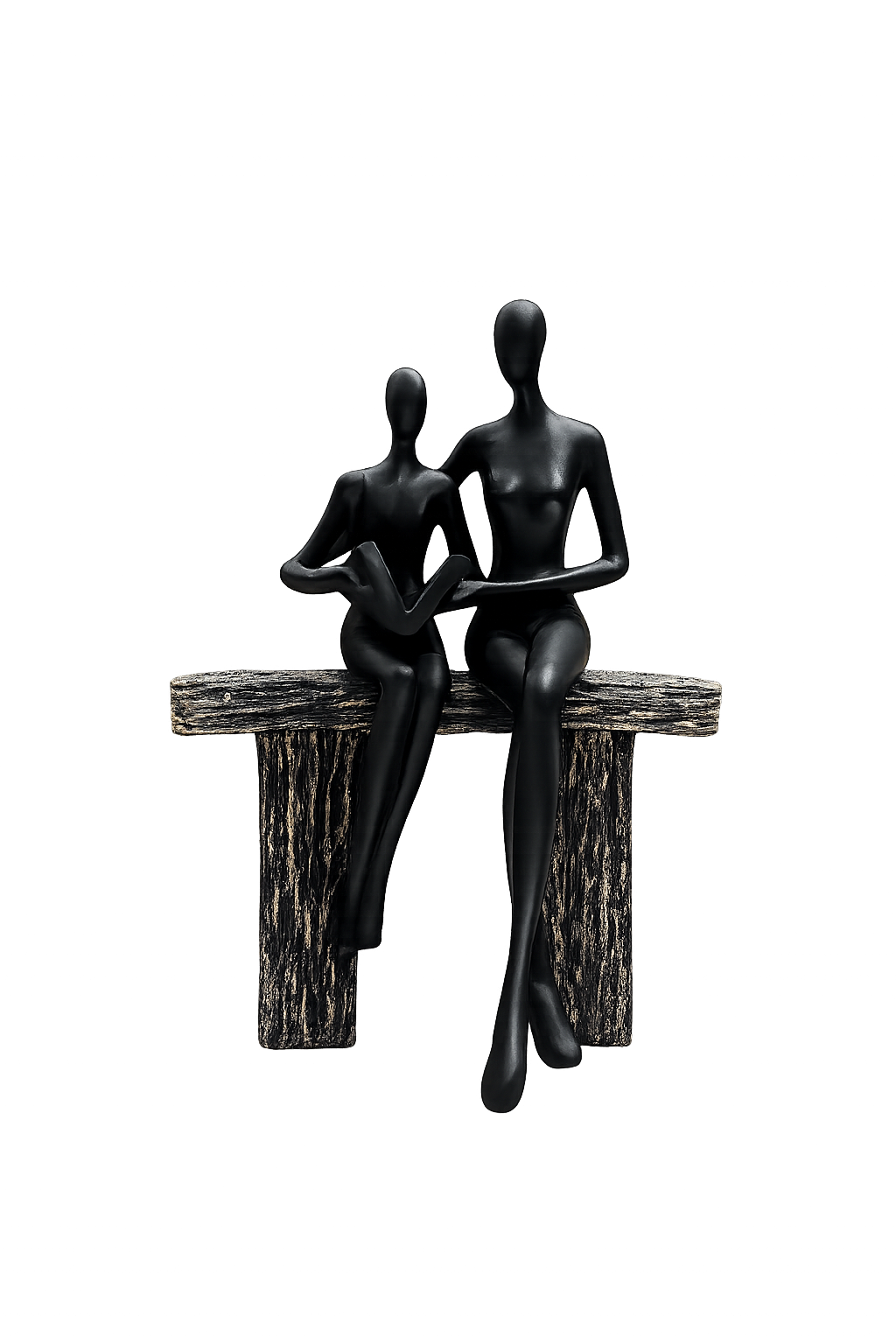 Abstract Couple Sitting on Bench Resin Sculpture