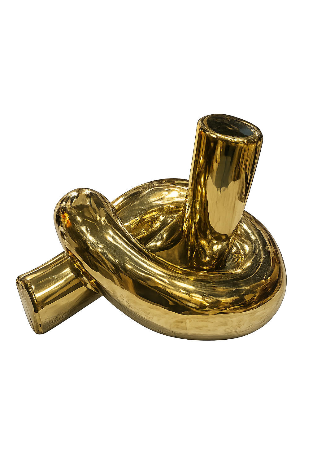Modern Gold Knot Ceramic Sculpture