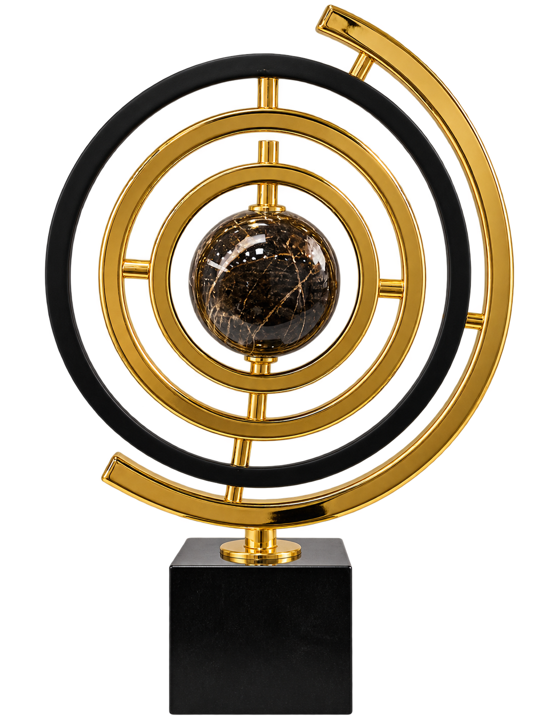 Luxury Gold & Black Geometric Sculpture