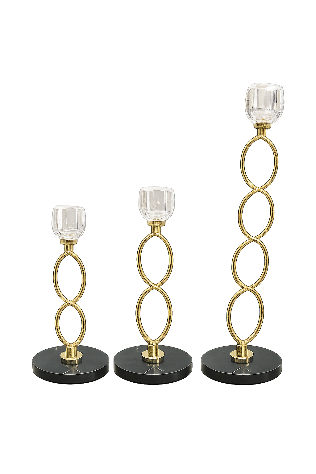 Luxury Gold Crystal Loop Candle Holder Set of 3