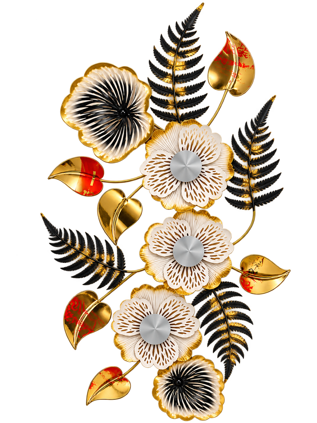 Luxury Black & Gold Floral Metal Wall Art