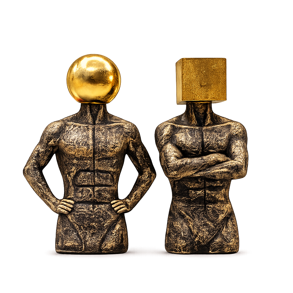Modern Abstract Thinker Sculpture Set of 2