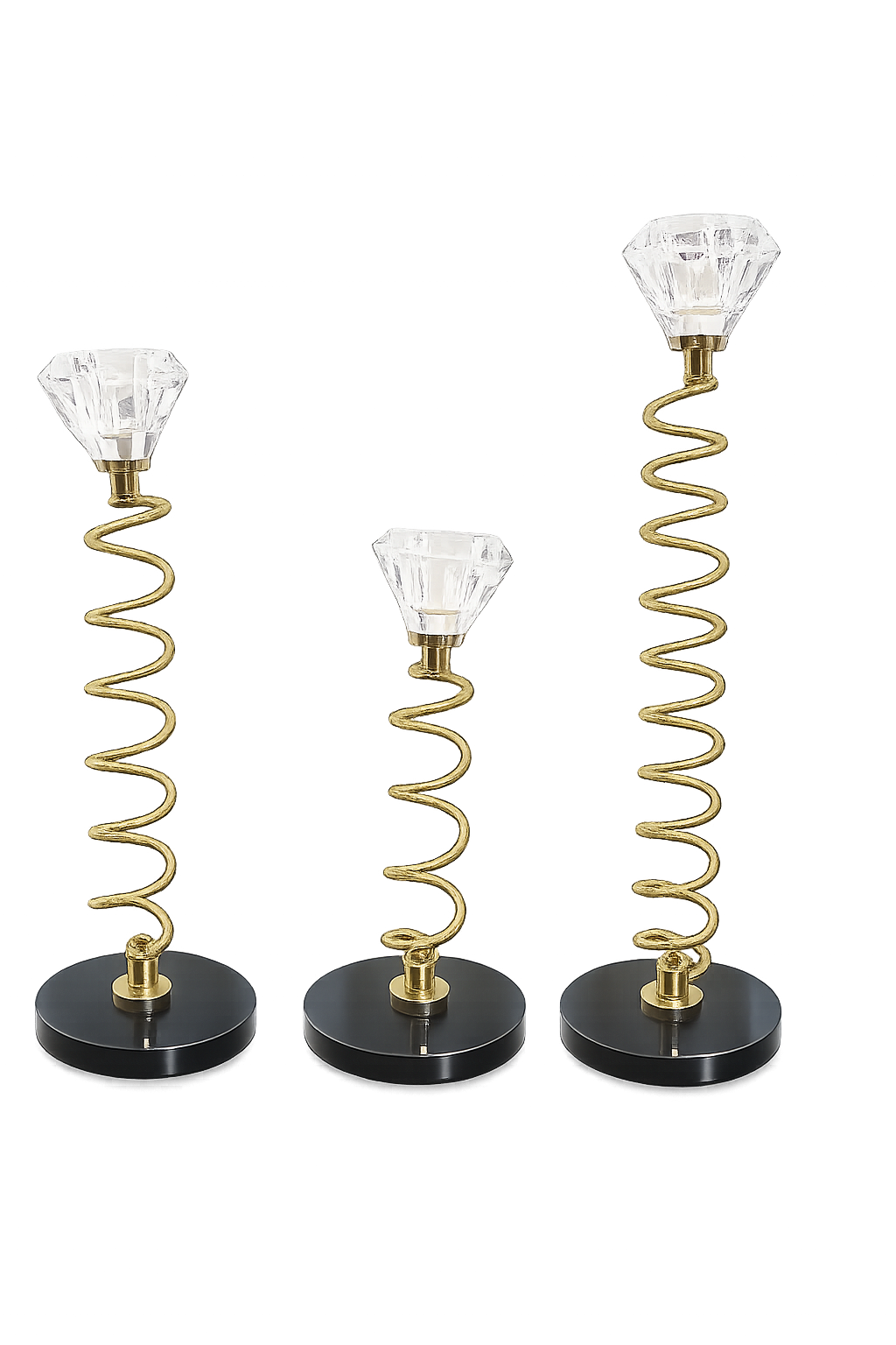 Luxury Spiral Crystal Candle Holder Set of 3