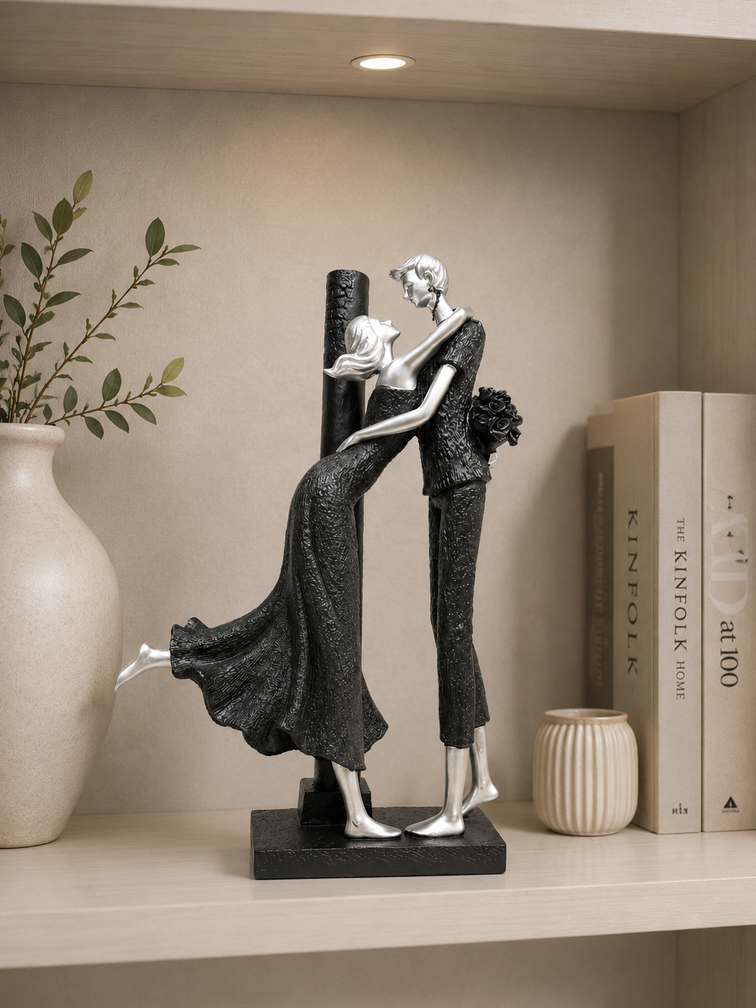 Elegant Romantic Couple Embrace Sculpture