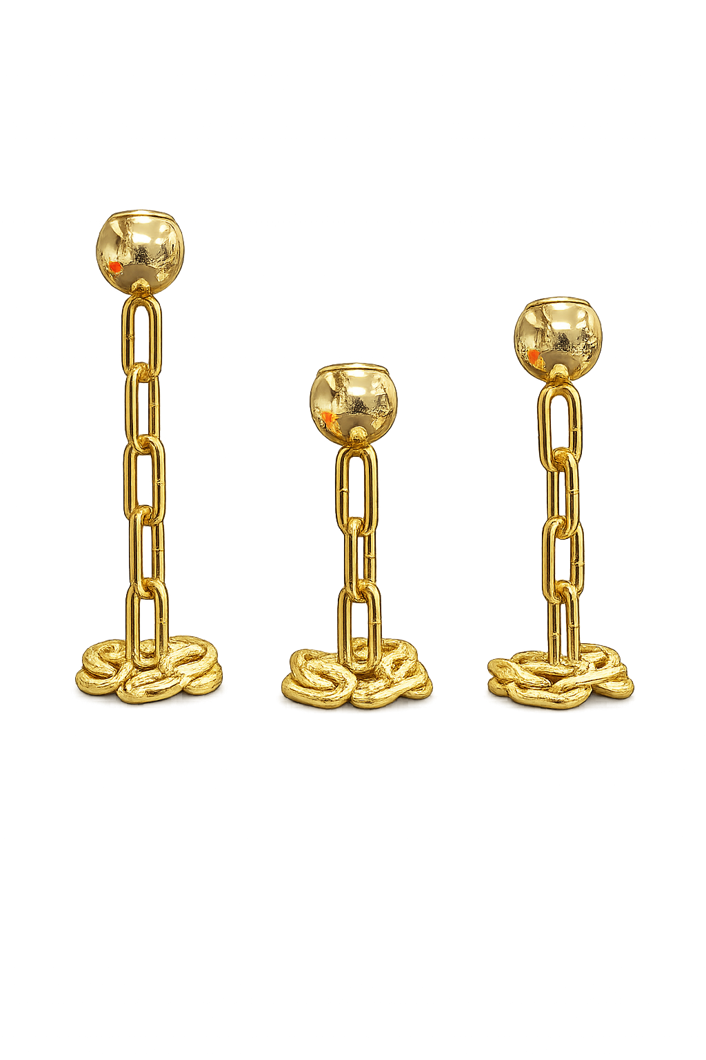 Luxury Gold Chain Candle Holder Set of 3