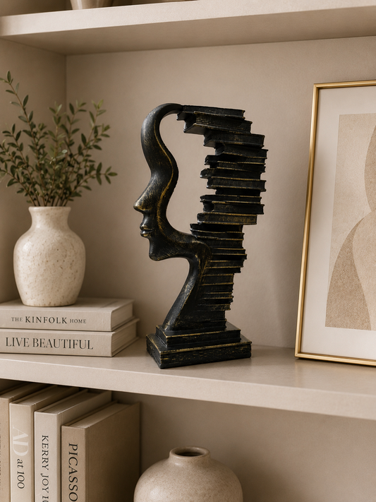 Abstract Face Books Sculpture