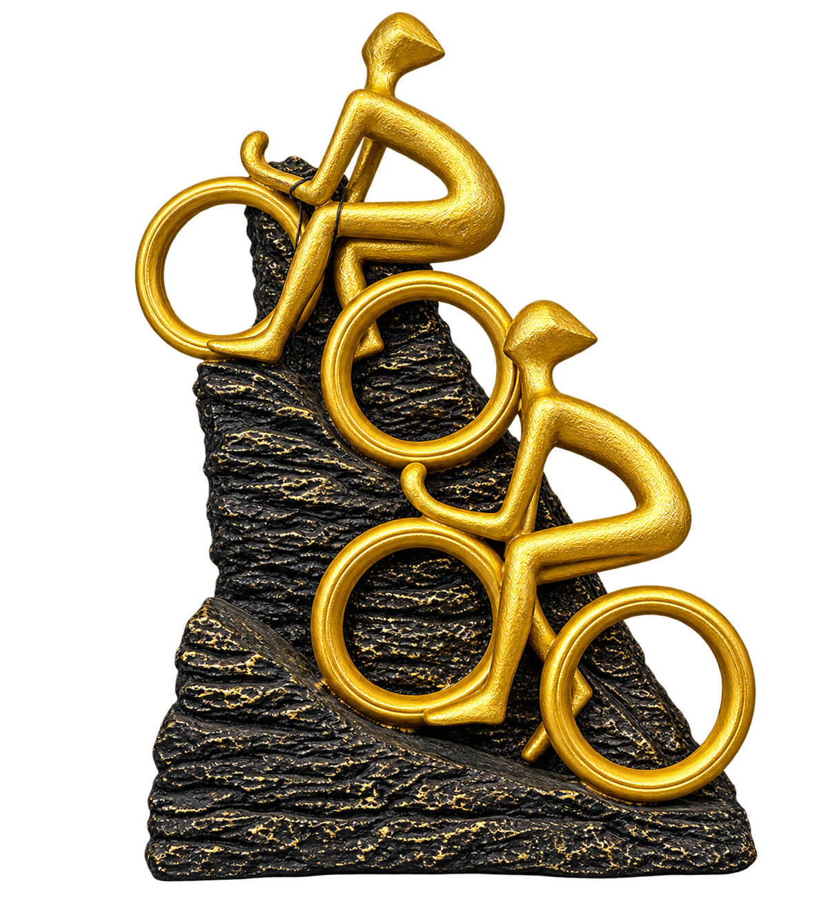 Luxury Golden Cyclist Duo Sculpture