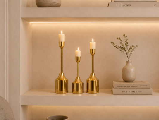 Luxury Gold Metal Candle Stand Set of 3