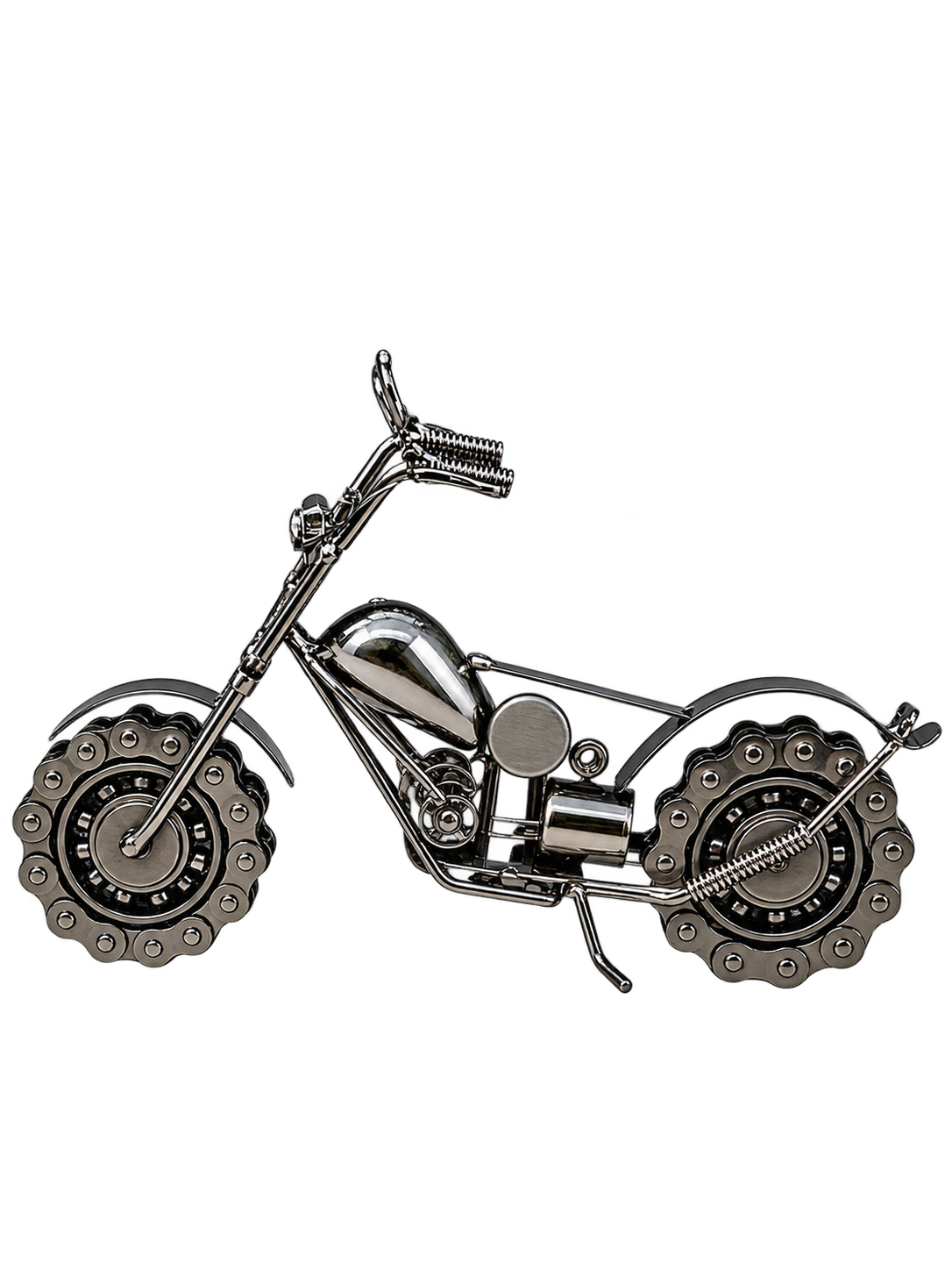 Vintage Silver Metal Motorcycle Showpiece