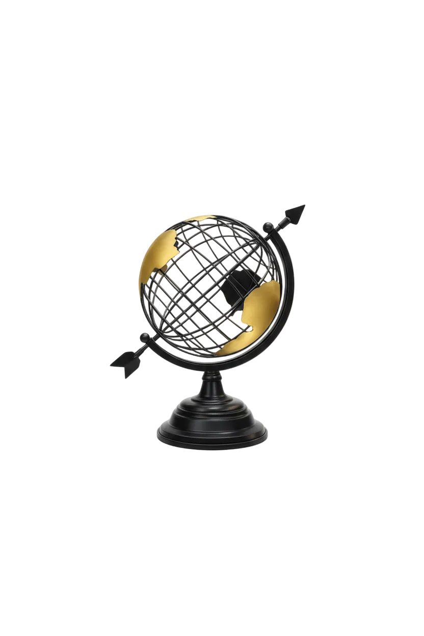 Luxury Black & Gold Metal Globe Decor
