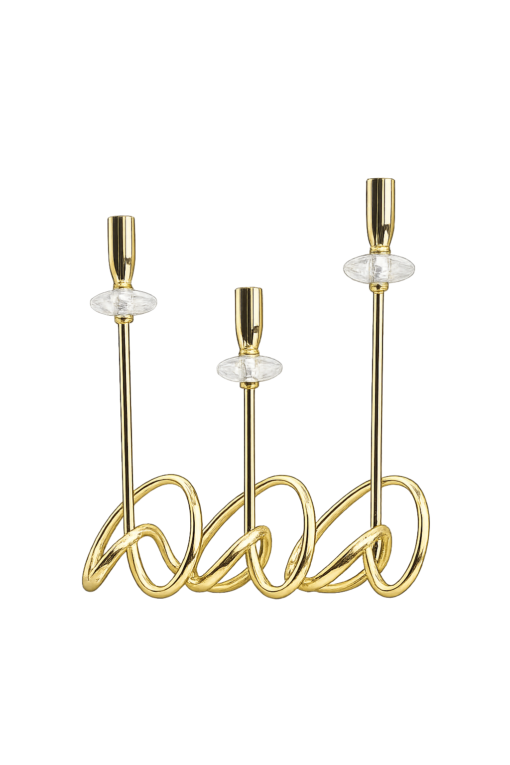 Luxury Gold Spiral Taper Candle Holder Set of 3