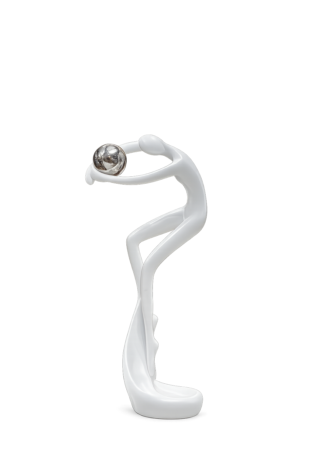 Modern Abstract Man Sculpture with Metal Ball
