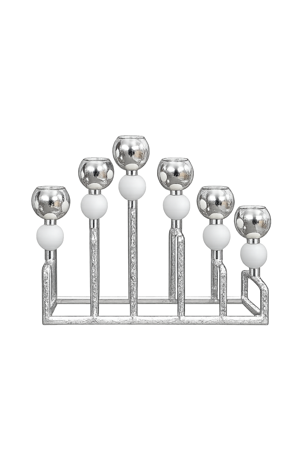 Modern 6-Light Silver Candle Holder