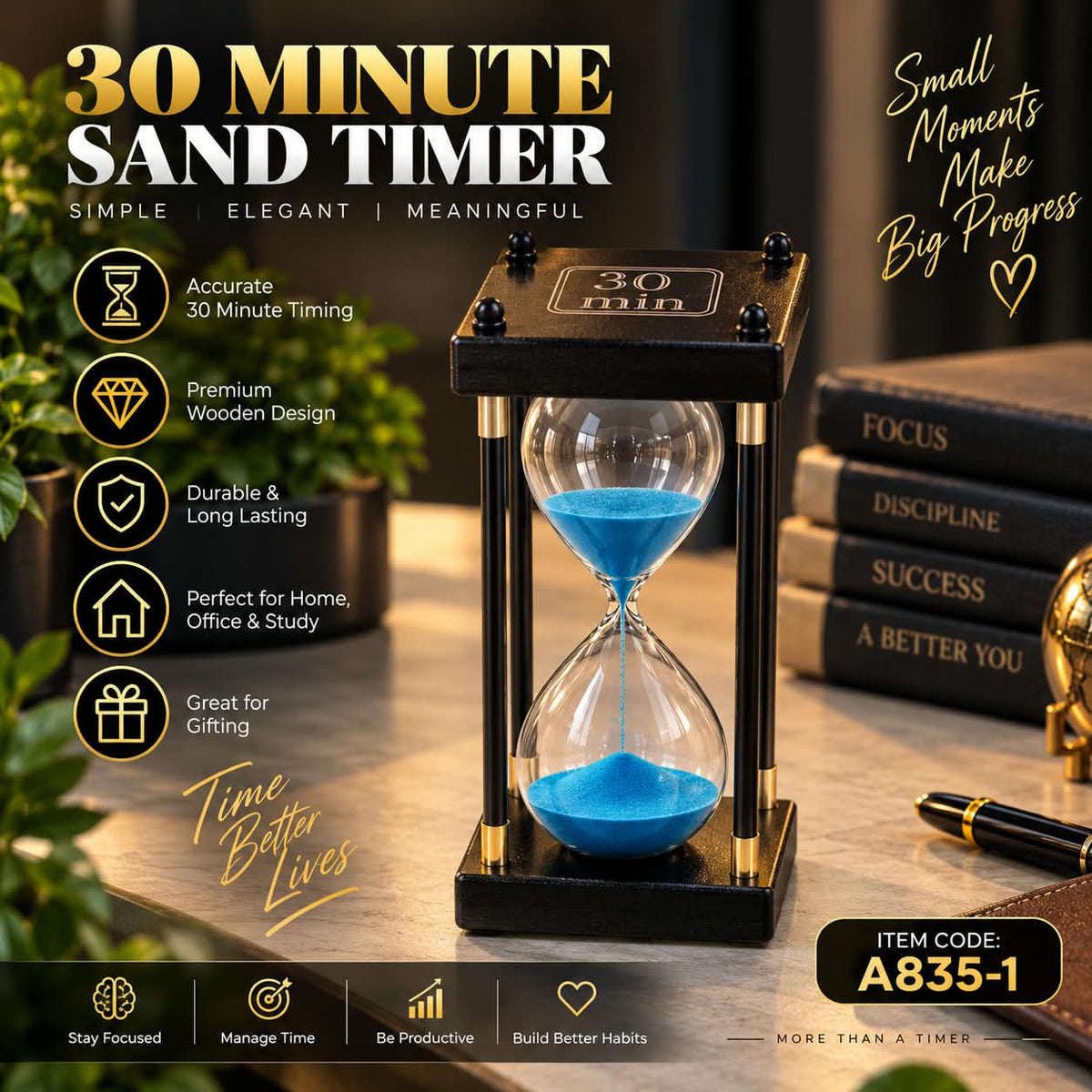 Vintage 30-Minute Glass Sand Timer