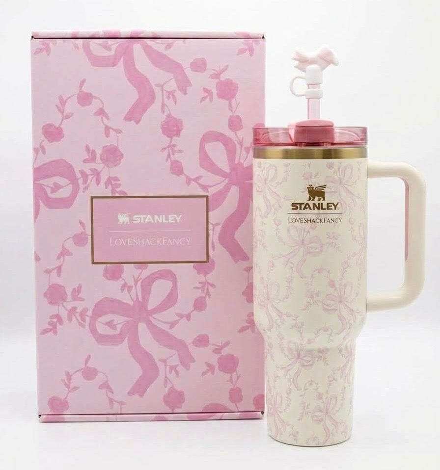 Stanley x LoveShackFancy 40oz Quencher - Pink Bow Coquette