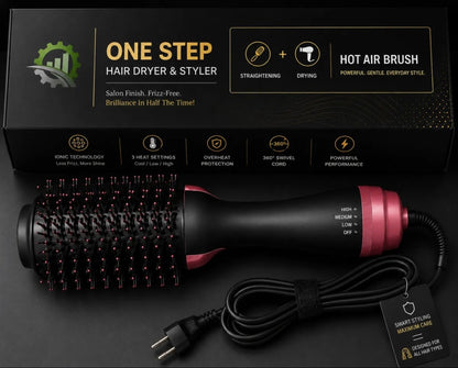Elitezza 3-in-1 Hair Styler Brush – Hair Dryer - Straightener - Curler & Volumizer