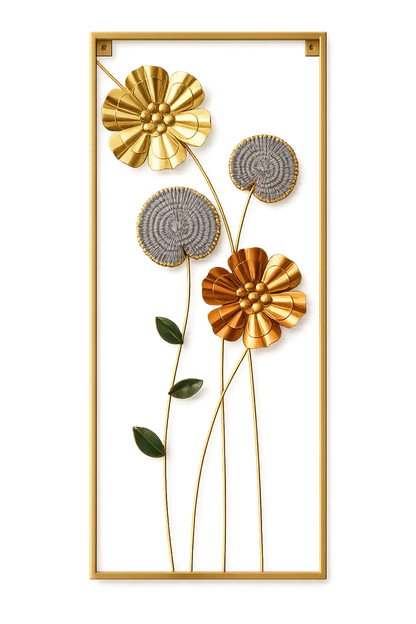 Elitezza Luxury Vertical Metal Flower Wall Sculpture