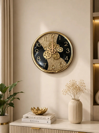 Elitezza Exposed Gear Gold Wall Clock – Silent Quartz