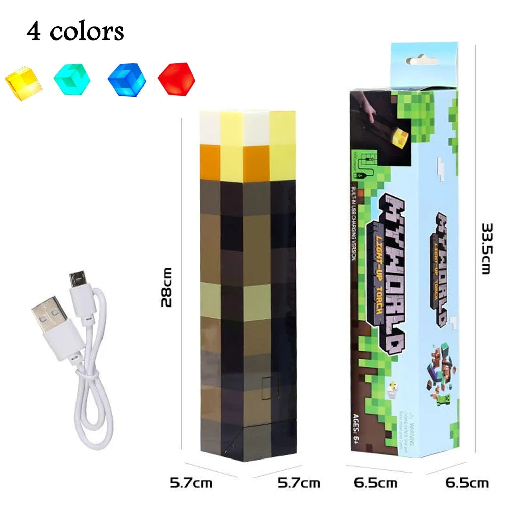 Minecraft Pixelated Torch Night Light - RGB