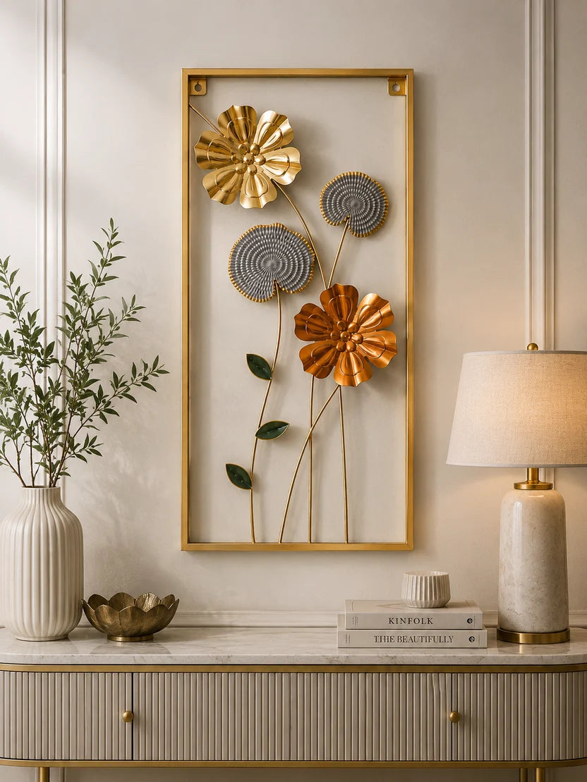 Elitezza Luxury Vertical Metal Flower Wall Sculpture