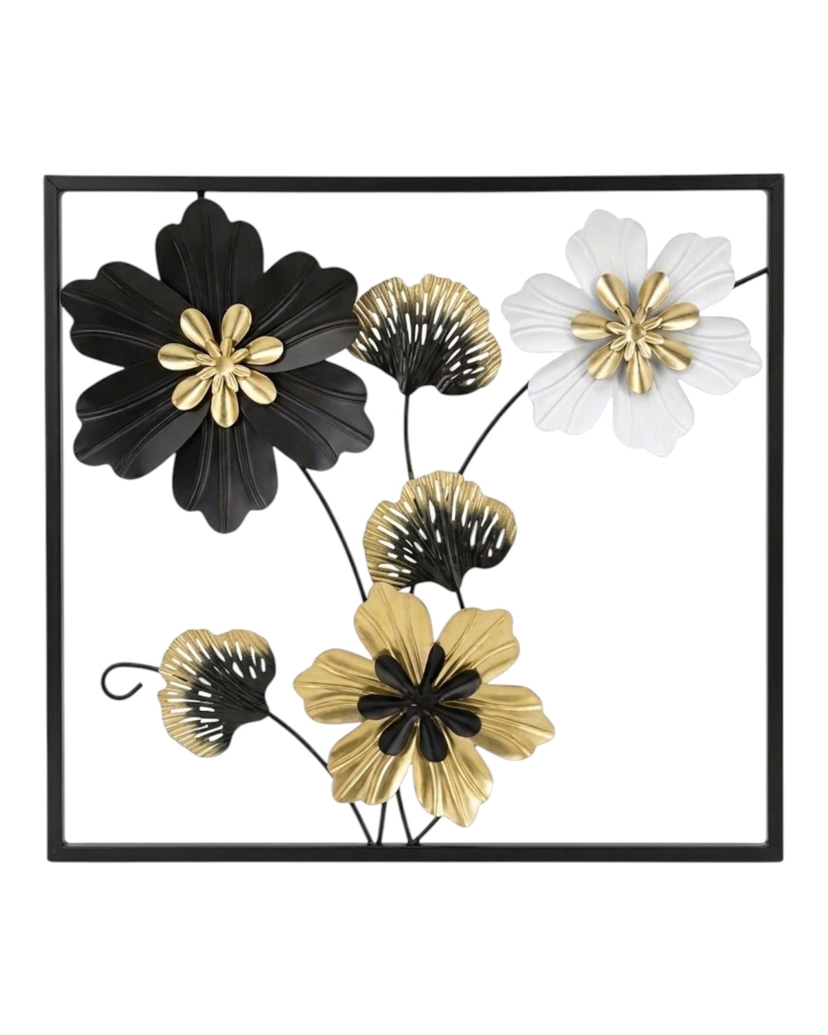 Elitezza 'Gilded Flora' Square 3D Metal Wall Art