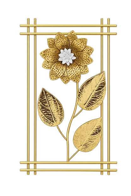 Elitezza Hammered Gold Single Bloom Wall Sculpture