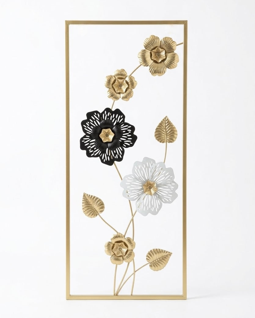 Elitezza 'Golden Cascade' Vertical 3D Floral Wall Art