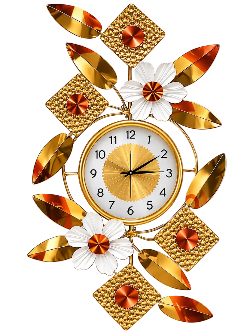 Elitezza Diamond & Flower Wall Sculpture Clock – Modern Elegant Timepiece