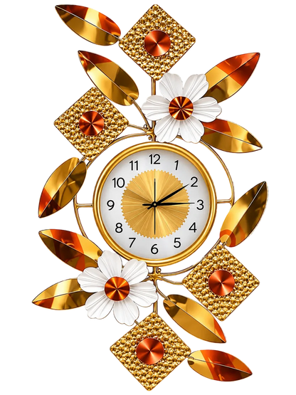 Elitezza Diamond & Flower Wall Sculpture Clock – Modern Elegant Timepiece