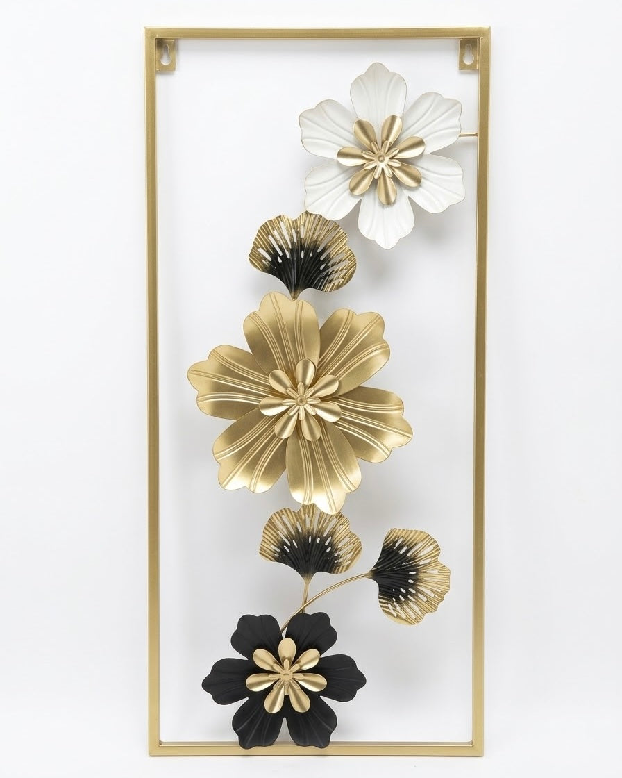 Elitezza 'Gilded Bloom' Vertical Metal Floral Wall Art