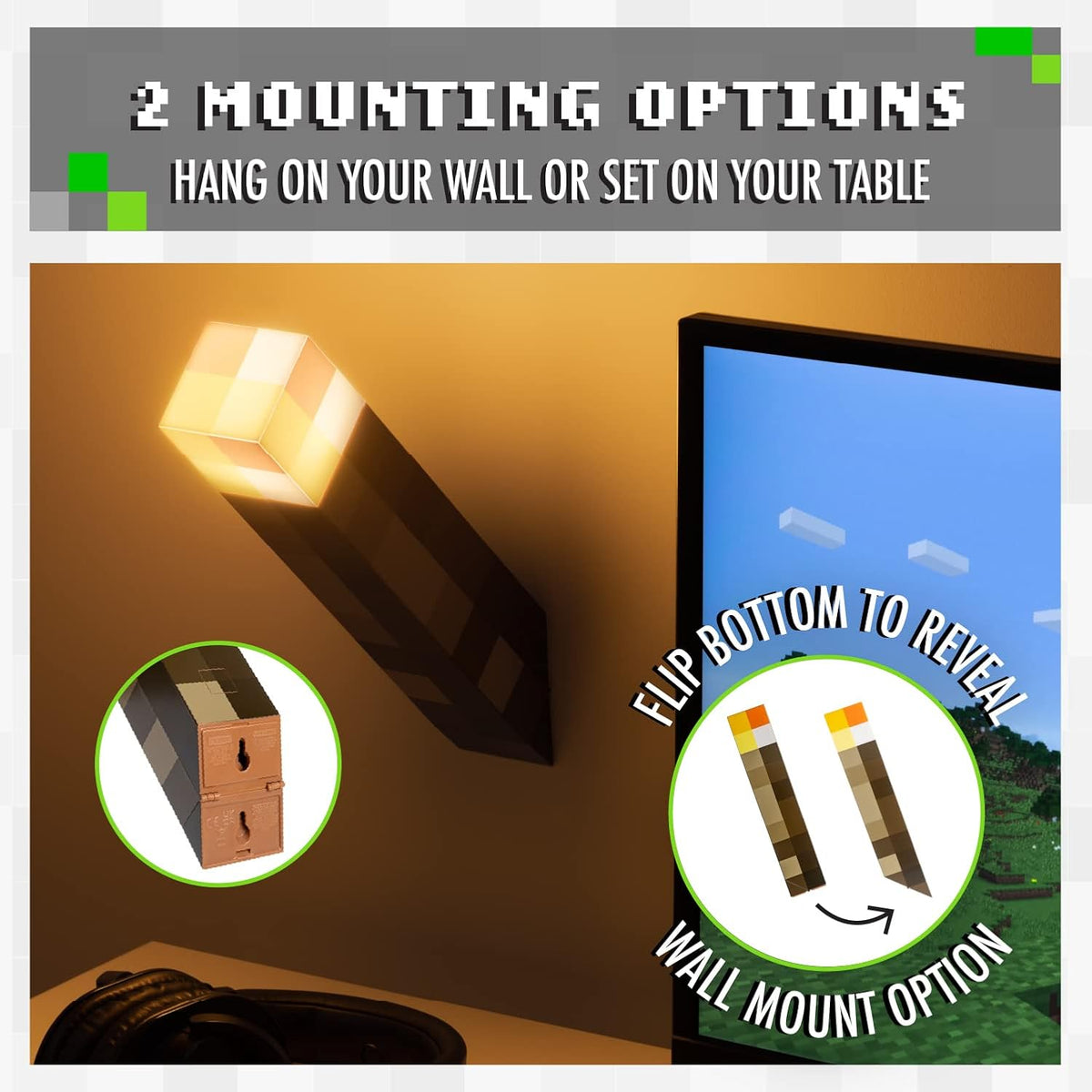 Minecraft Pixelated Torch Night Light - RGB
