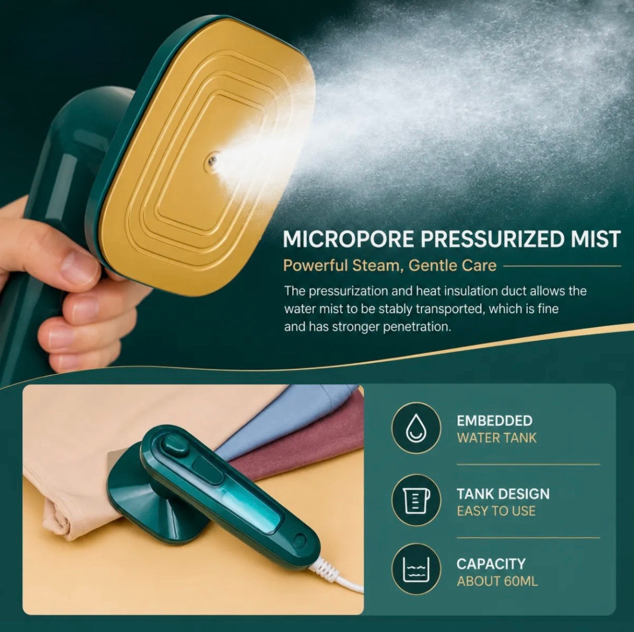 Elitezza™ Mini Steam Iron Pro | Portable Foldable Garment Steamer & Travel Iron