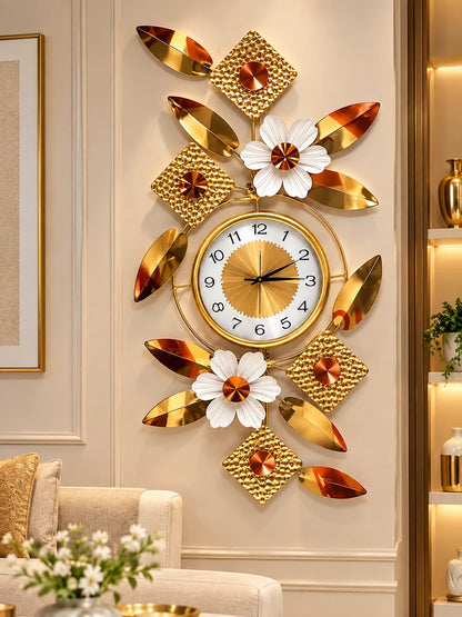 Elitezza Diamond & Flower Wall Sculpture Clock – Modern Elegant Timepiece