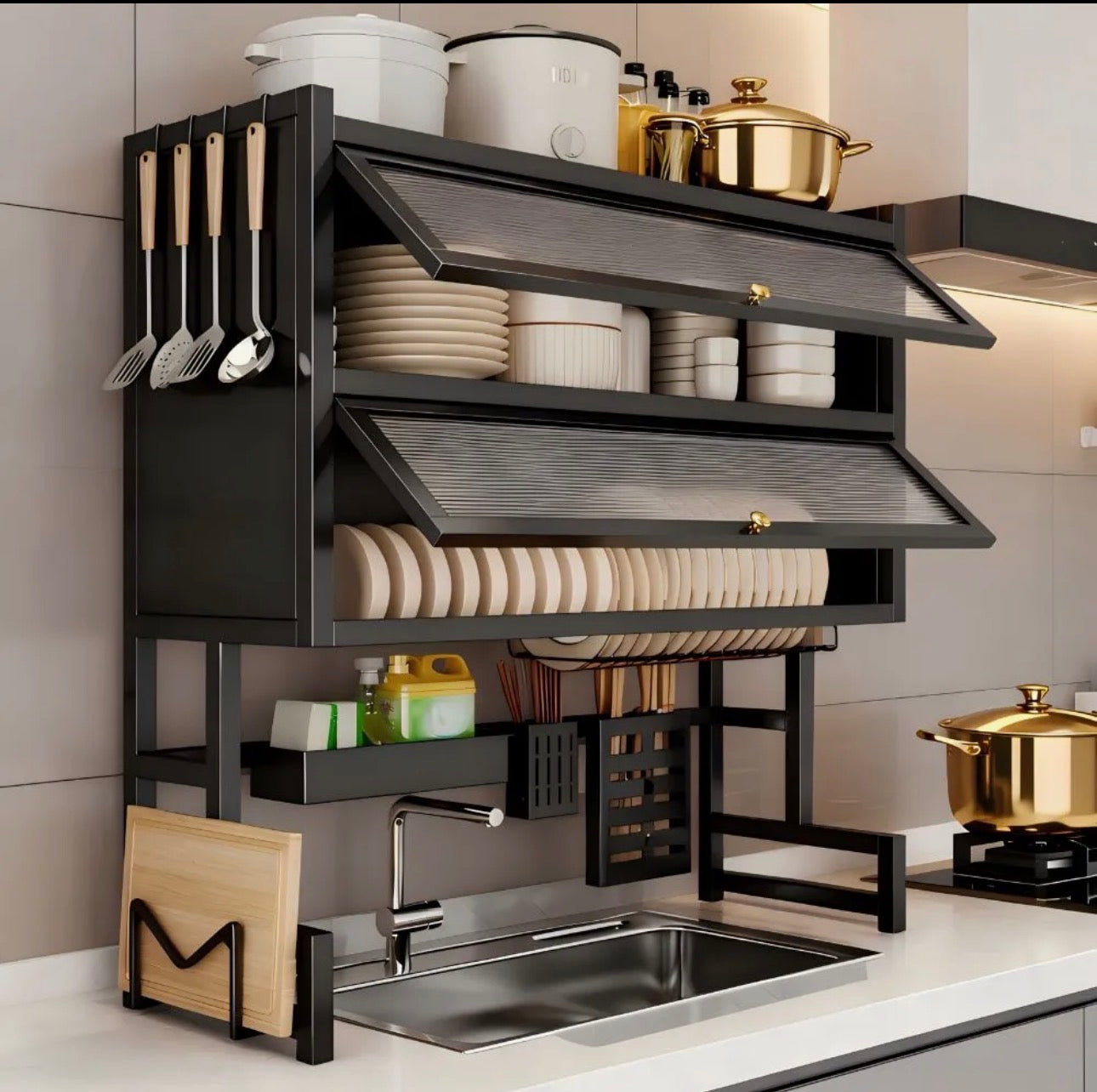 Elitezza Over the Sink Dish Drying Rack with Protective Cover