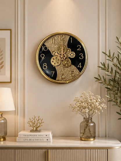 Elitezza Exposed Gear Gold Wall Clock – Silent Quartz
