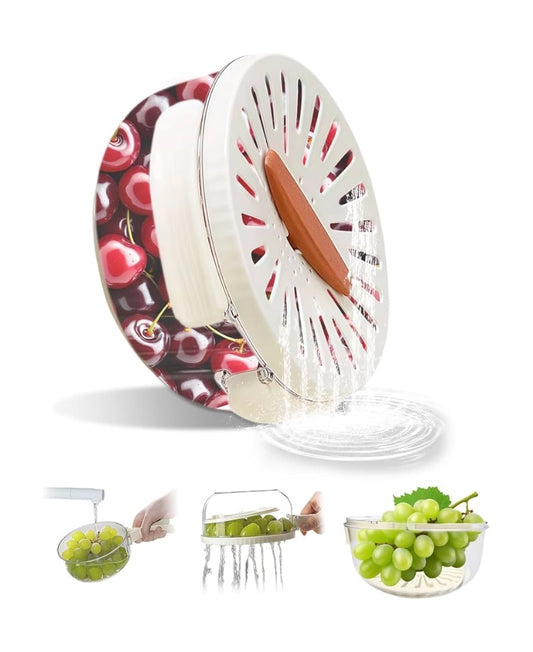 3 in 1 Fruit Washing Bowl With Foldable Handle And Lid